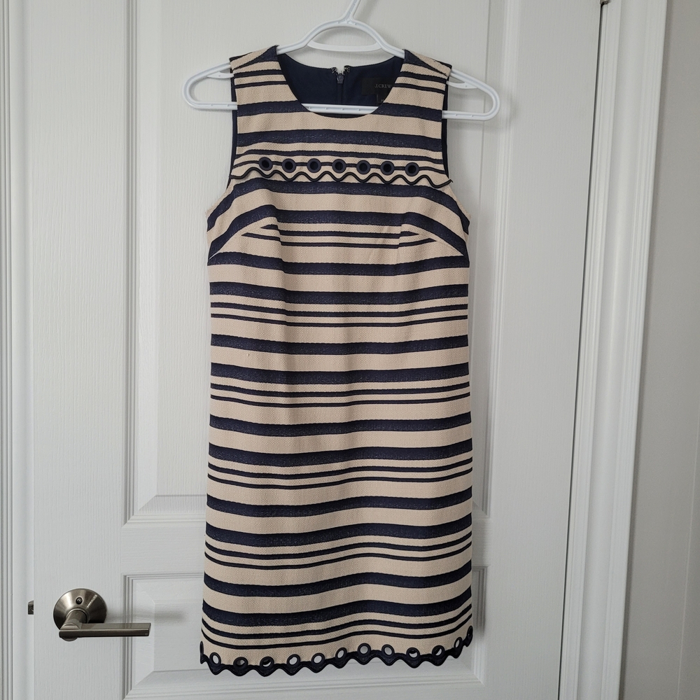 J. Crew Navy and Cream Striped Dress